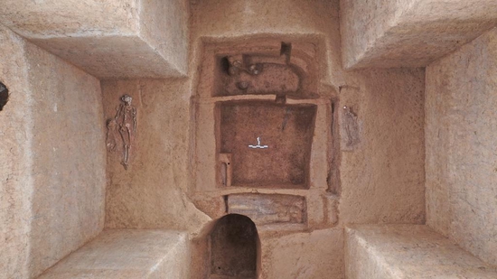  邵家棚遗址“中”字形大墓的墓室。（图片由安阳市文物考古研究所提供）